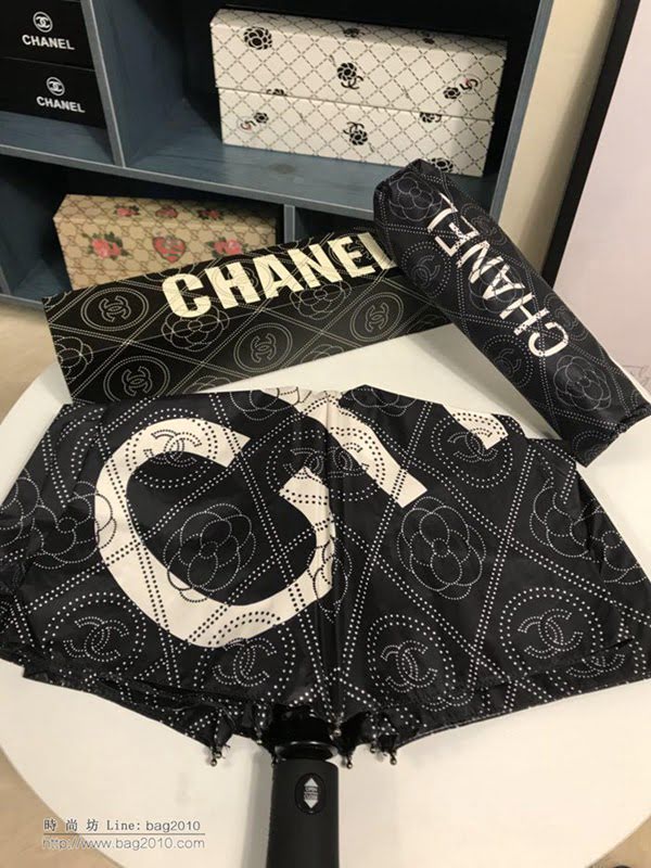 CHANEL香奈兒傘 亞太專櫃 最新款 山茶花全自動UV晴雨傘 自帶LED燈照明 防曬隔熱 防紫外線  zm1072